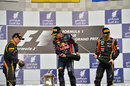 The top three drivers on the podium