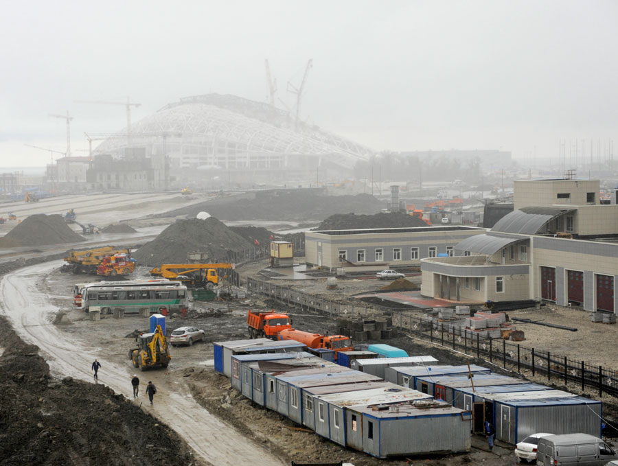 A less than flattering view of the construction site of the Russian Grand Prix circuit in the Black Sea resort of Sochi
