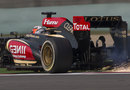 Sparks fly from Kimi Raikkonen's Lotus