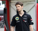 Romain Grosjean arrives in the paddock