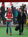 Felipe Massa arrives at the circuit on Friday morning