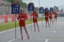 Grid girls hard at work ahead of the first GP2 race