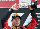 Kimi Raikkonen celebrates second place