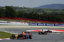 Mark Webber is chased by Nico Hulkenberg in the final sector