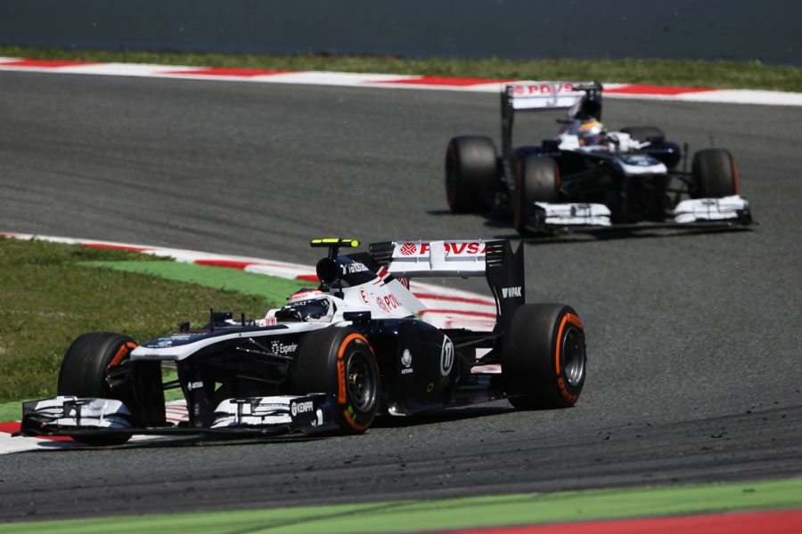 Valtteri Bottas leads team-mate Pastor Maldonado