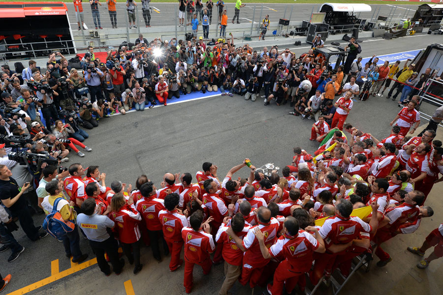 Ferrari's post-race celebrations in the pit lane