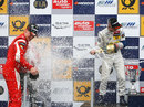 Raffaele Marcielo is showered in champagne after victory at Brands Hatch