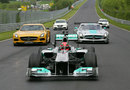 Michael Schumacher completes a demonstration run for Mercedes on the Nurburgring Nordschleife