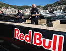 Christian Horner and Adrian Newey arrive in the paddock on Sunday morning