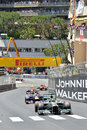 Lewis Hamilton leads Sebastian Vettel and Mark Webber up towards Massenet