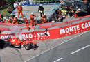 Felipe Massa's wrecked Ferrari after his crash at Ste Devote