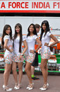 Force India girls in the pit lane