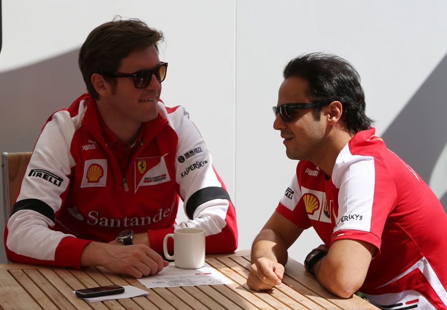 Felipe Massa in a pre-race briefing with his engineer Rob Smedley