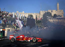 Giancarlo Fisichella demonstrates a Ferrari during the first Jerusalem F1 Peace Roadshow