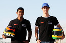 Karun Chandhok with team-mate Bruno Senna ahead of the Bahrain Grand Prix