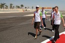 Force India driver Adrian Sutil walks the Sakhir circuit 