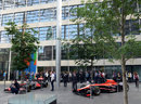 McLaren and Marussia cars on display outside the FOTA Forum in London