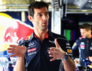Mark Webber in the Red Bull garage on Thursday
