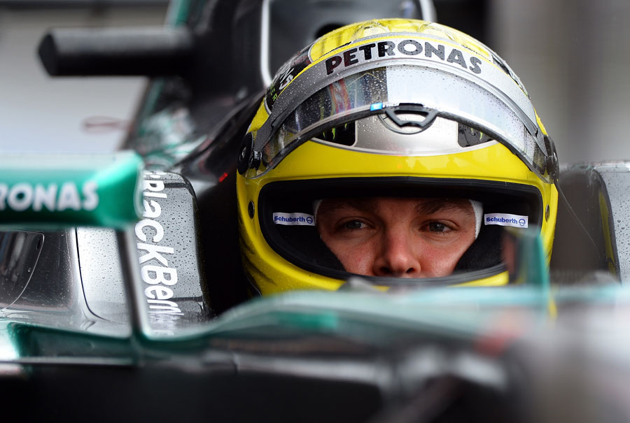 Nico Rosberg waits in the pit lane