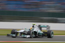 Lewis Hamilton at speed on medium tyres