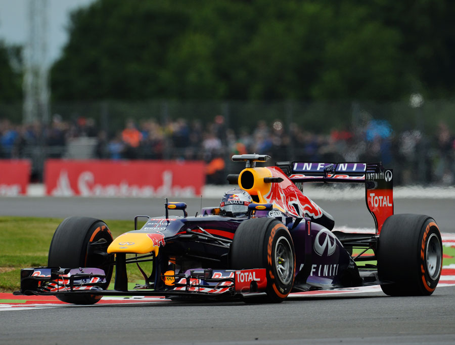Sebastian Vettel on track using the hard tyres