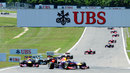 Sebastian Vettel leads Mark Webber on the opening lap