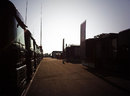 A sunny Silverstone paddock on the morning of the opening day of the Young Driver Test
