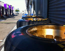 Tyres in the paddock for the final day of the Young Driver Test