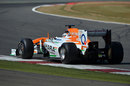 Adrian Sutil gets the power down on prototype tyres
