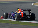 Sebastian Vettel tests medium tyres on his Red Bull