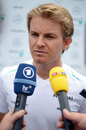 Nico Rosberg faces the media