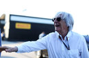 A buoyant Bernie Ecclestone in the paddock