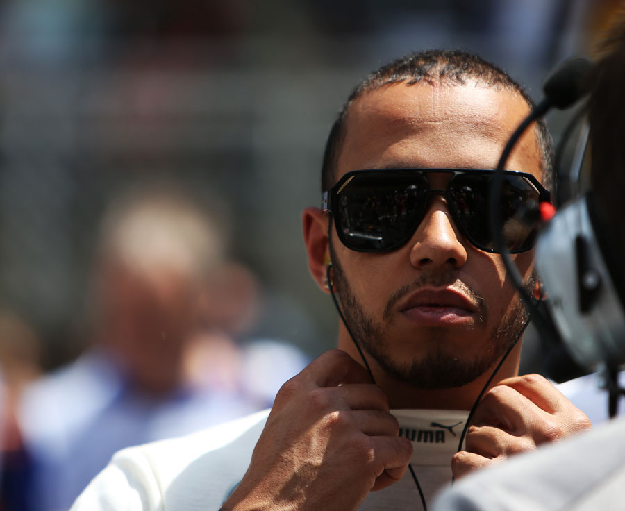 Lewis Hamilton prepares for the start of the race