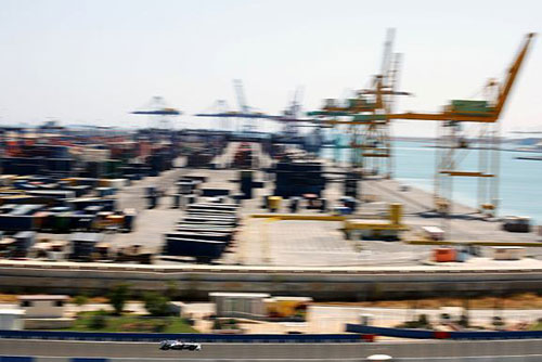 A working port is the backdrop to the European Grand Prix