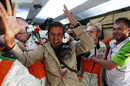 Fisichella's manager celebrates his driver's pole at Spa
