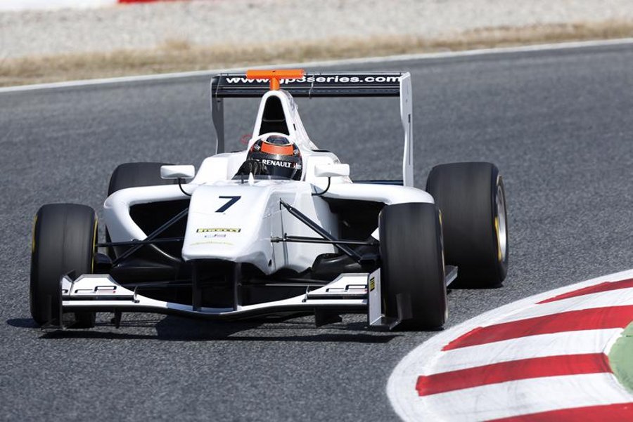 Kimi Raikkonen aims for an apex testing a GP3 car