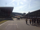 Lotus engineers walk the track on Thursday morning