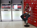 Fernando Alonso speaks to the press in the Ferrari media centre