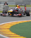 Sebastian Vettel aims for an apex on the hard tyres