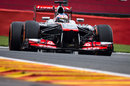 Jenson Button on hard tyres on a drying track