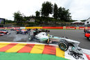 Nico Rosberg locks a wheel at La Source