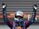 Sebastian Vettel celebrates his victory