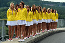 Grid girls line up ahead of the race
