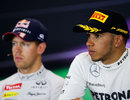 Sebastian Vettel and Lewis Hamilton in the post-race press conference