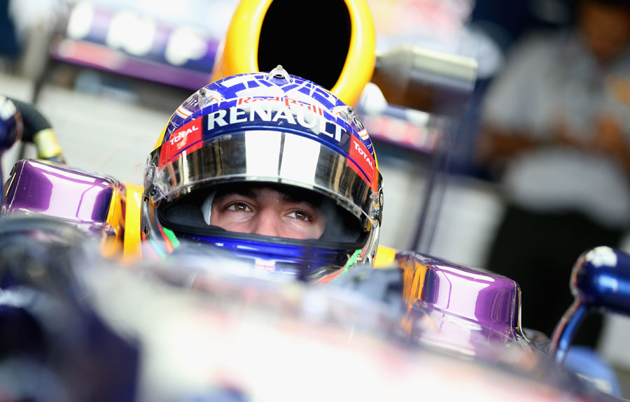 Daniel Ricciardo in the cockpit of the Red Bull