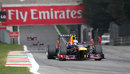 Sebastian Vettel leads comfortably in to the Ascari chicane