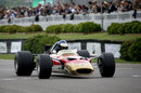 A Lotus 49 runs on track during a tribute to Jim Clark