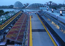 Work is carried out on the pit straight ahead of next weekend's Singapore Grand Prix