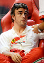 Fernando Alonso in the Ferrari garage