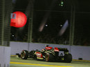Romain Grosjean on track on the super-soft tyres